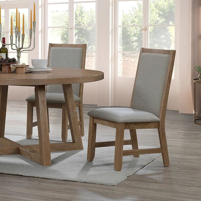 Everett-5PC Rustic Brown Contemporary 5 Pc. Round Table Dining Set