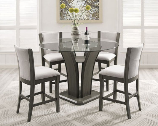 Camelia Gray Round Counter Height Set